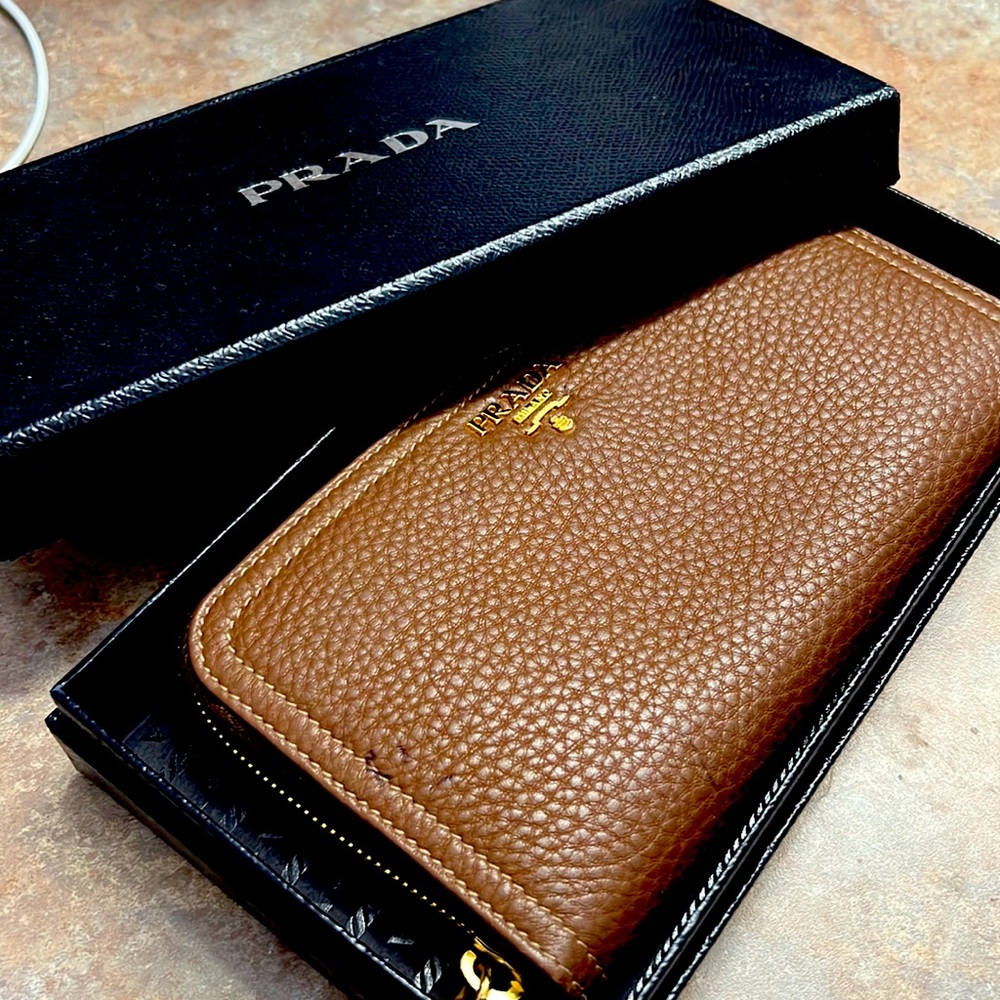 Brown leather Prada with the box